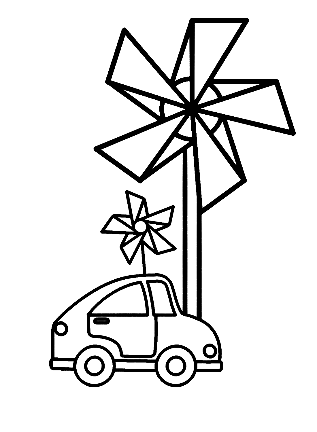 Car with Pinwheel Toy Coloring Page