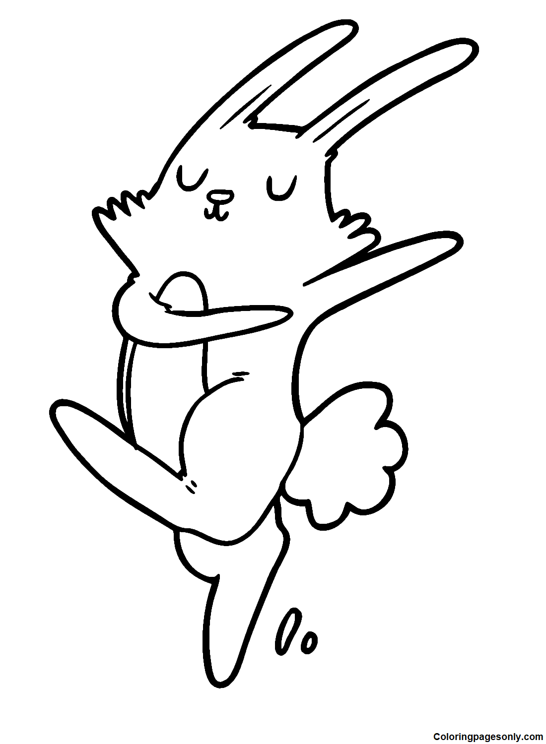 Cartoon Dancing Rabbit Coloring Pages