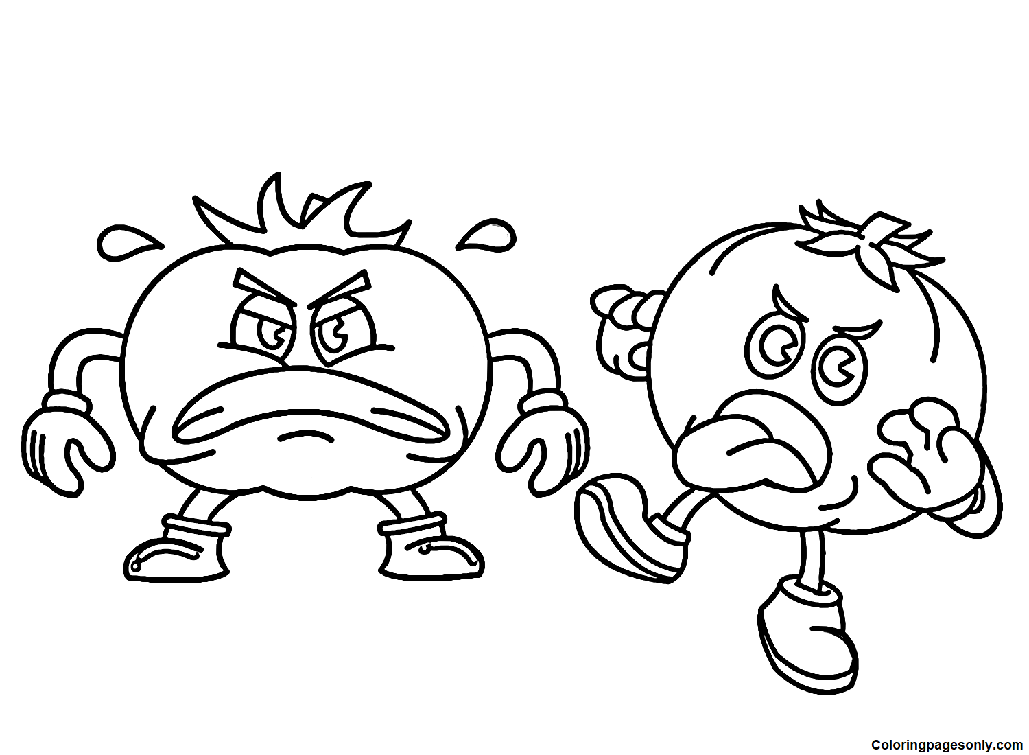 Cartoon Tomato Coloring Pages