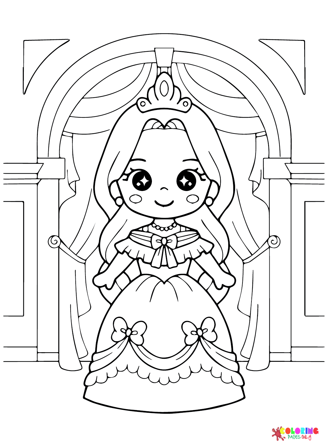 Chibi Queen Coloring Page