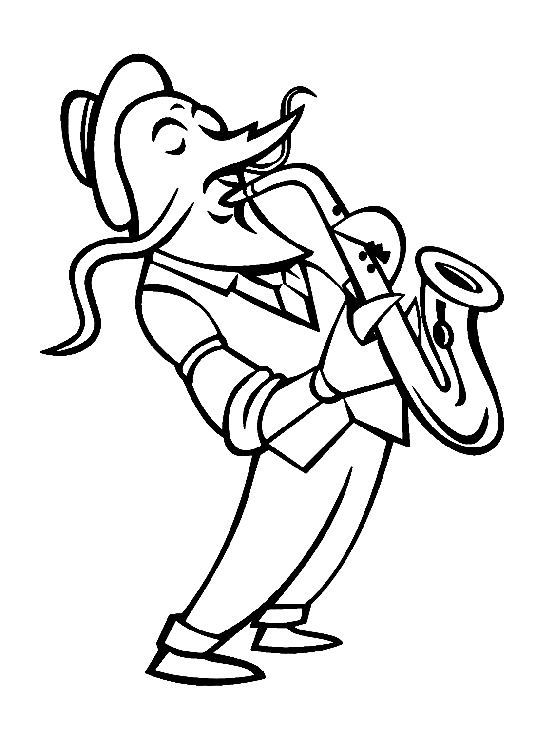 Crawfish Saxophone Player Mascot Coloring Page