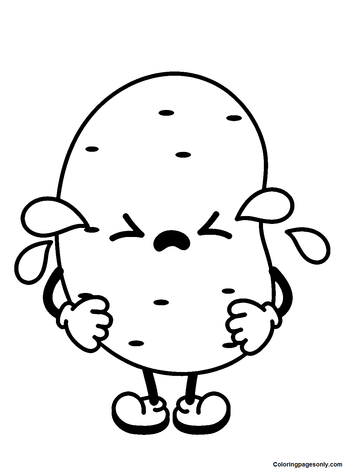 Crying Potato Cartoon Coloring Pages