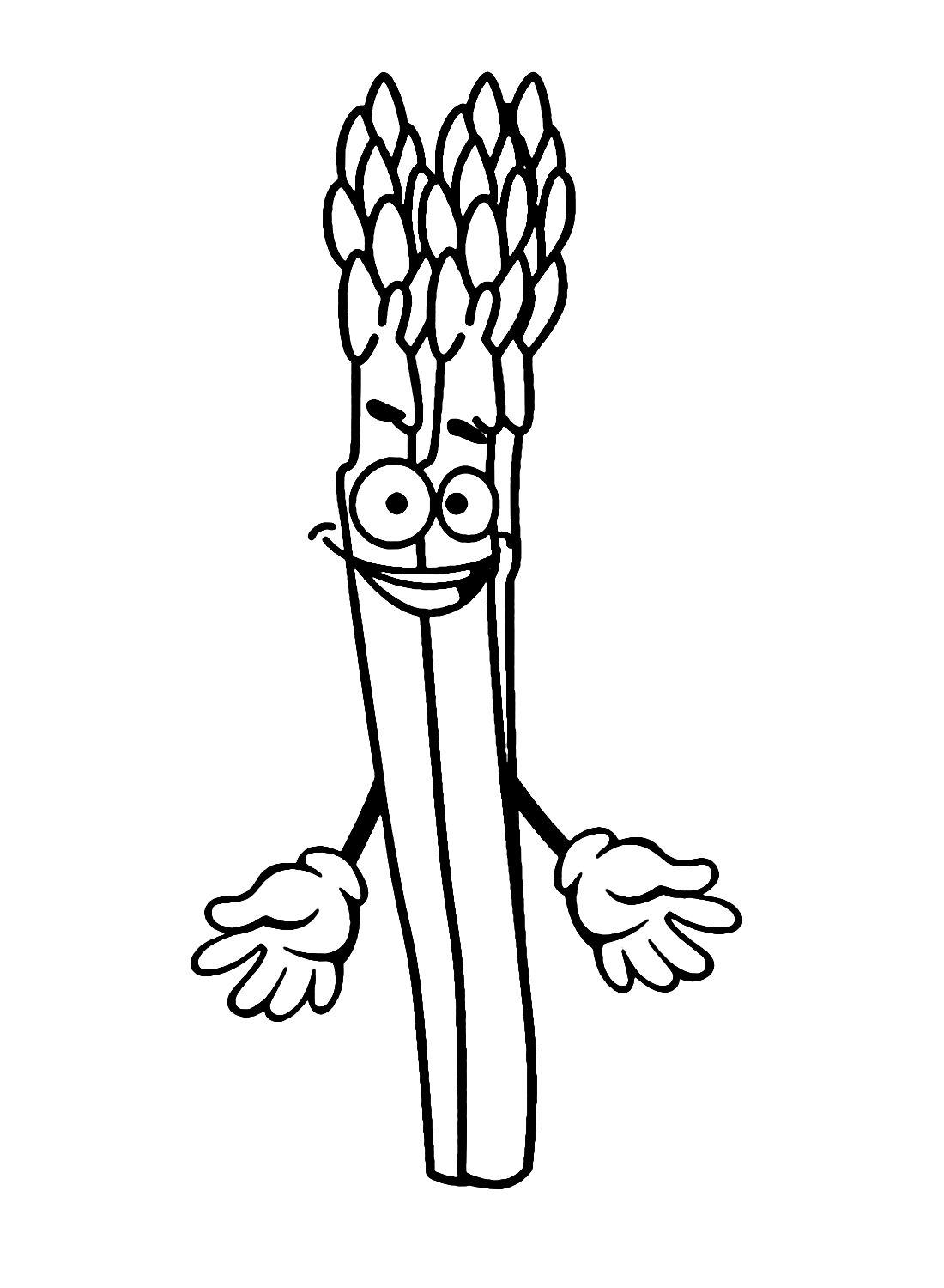 Cute Asparagus Cartoon Coloring Page