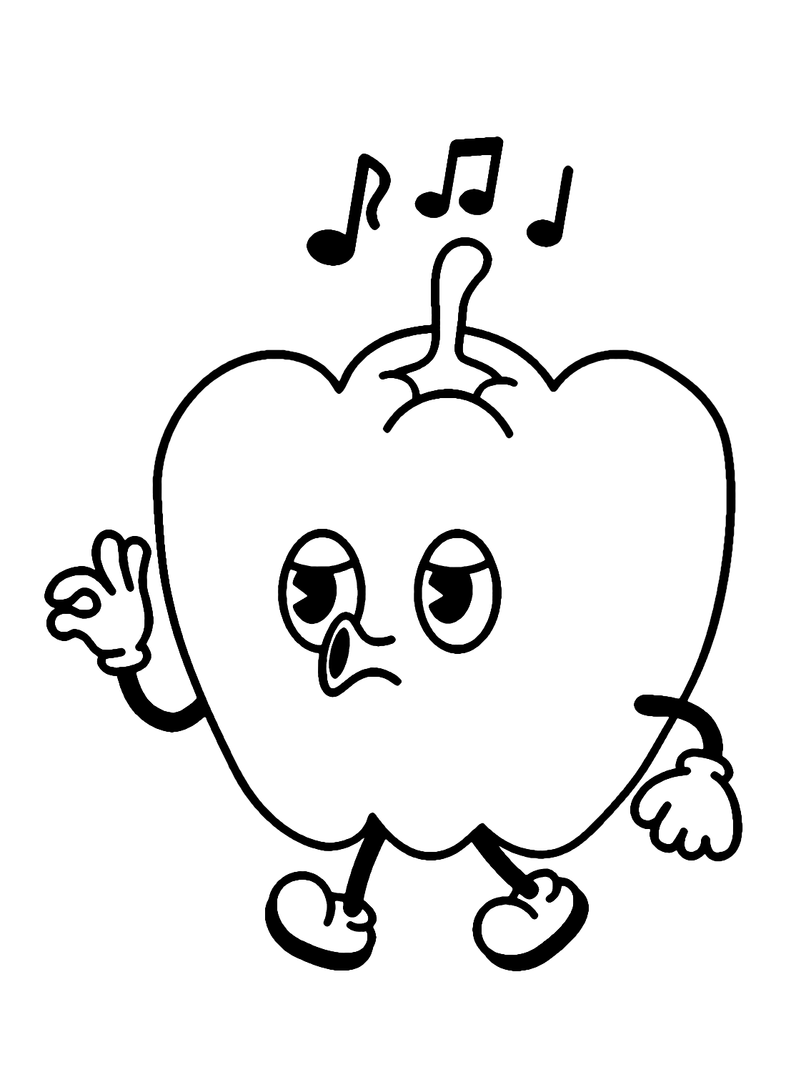 Cute Bell Pepper Coloring Page