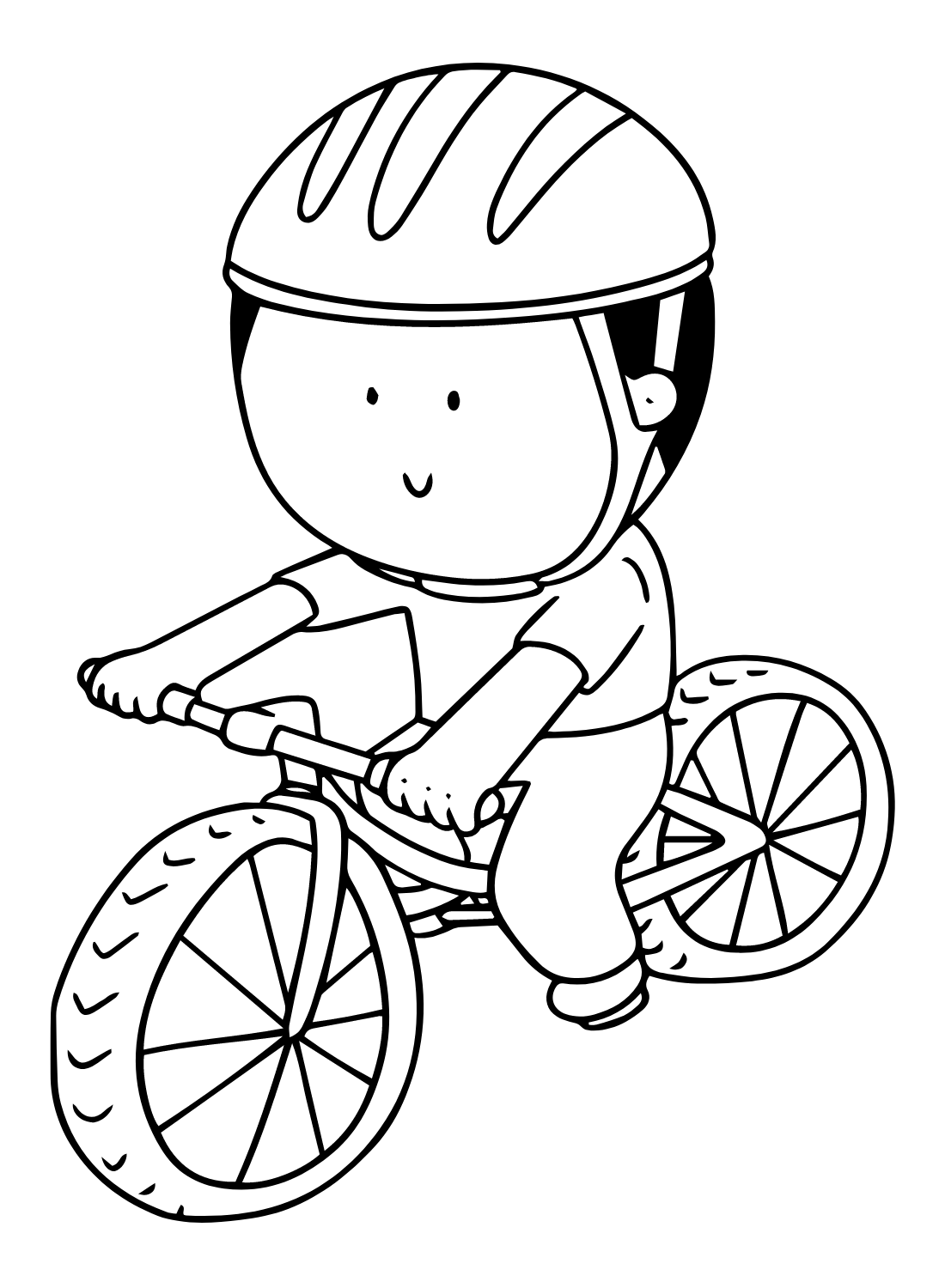 Cute Boy Riding Bicycle Coloring Page