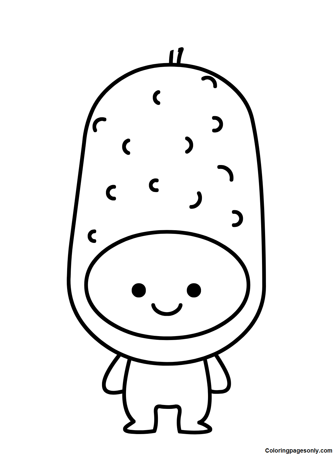Cute Cucumber Kid Coloring Page