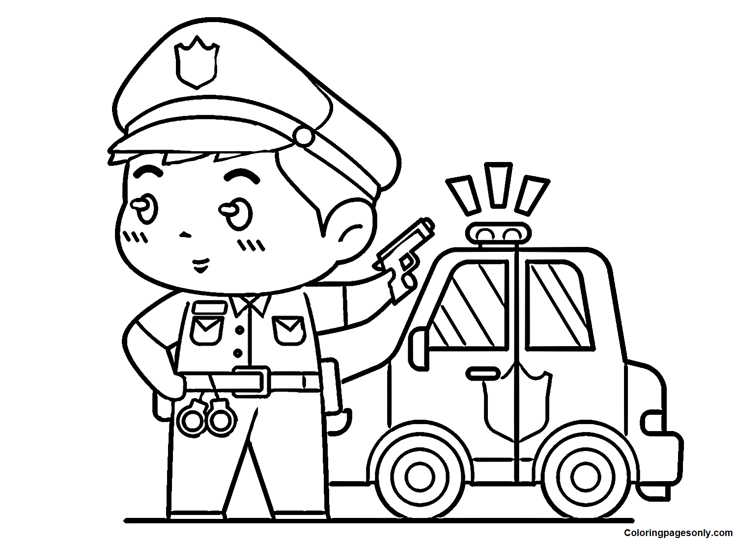 Policial fofo com carro de Boyish