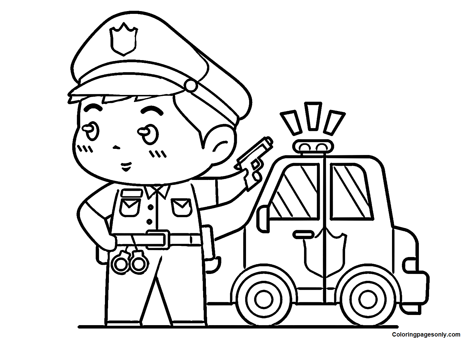 Desenhos de Carro de Polícia Para Colorir - Páginas Para Impressão