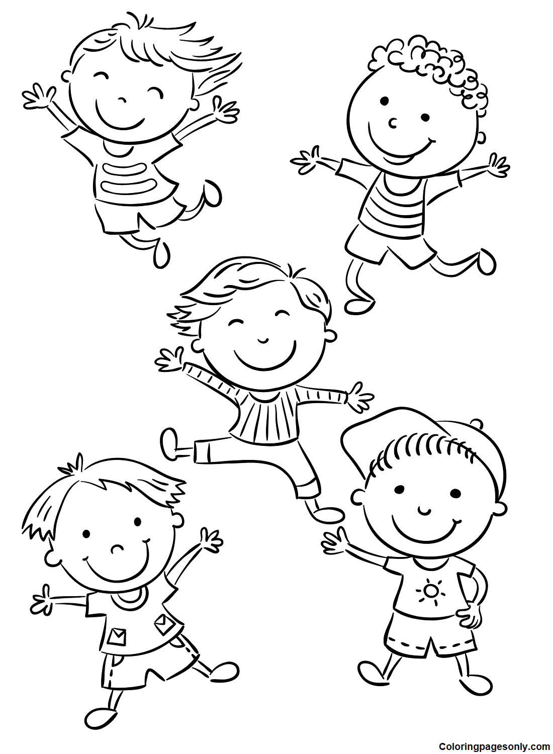 Dancing Happy Boys Coloring Pages