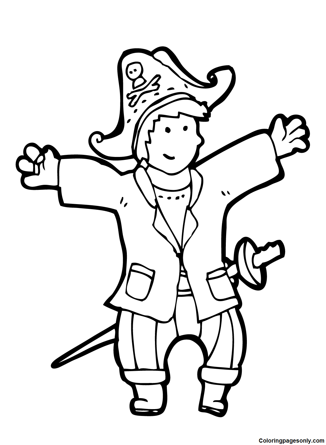 Dancing Pirate Boy Coloring Page