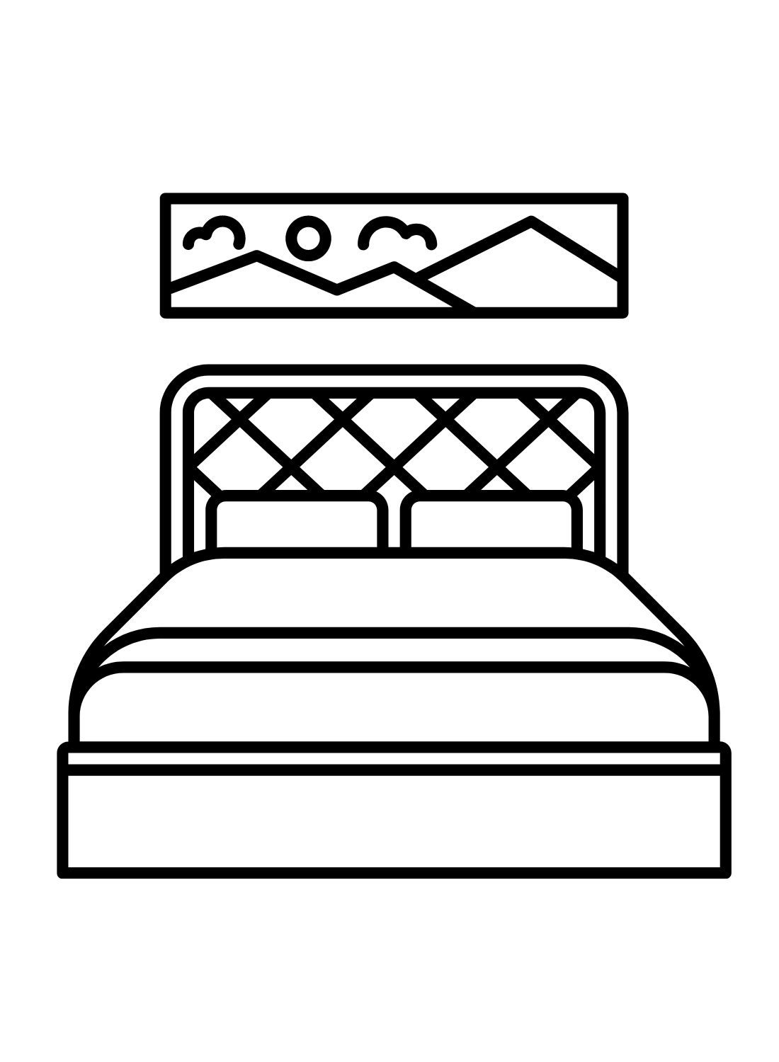Página para colorir cama de casal