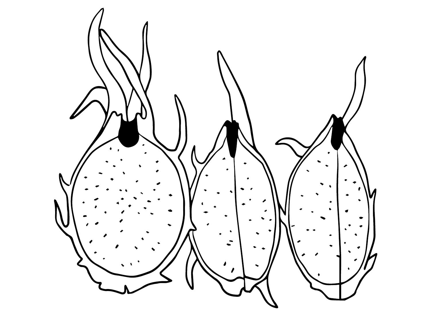 Dragon Fruit Cutting Coloring Page