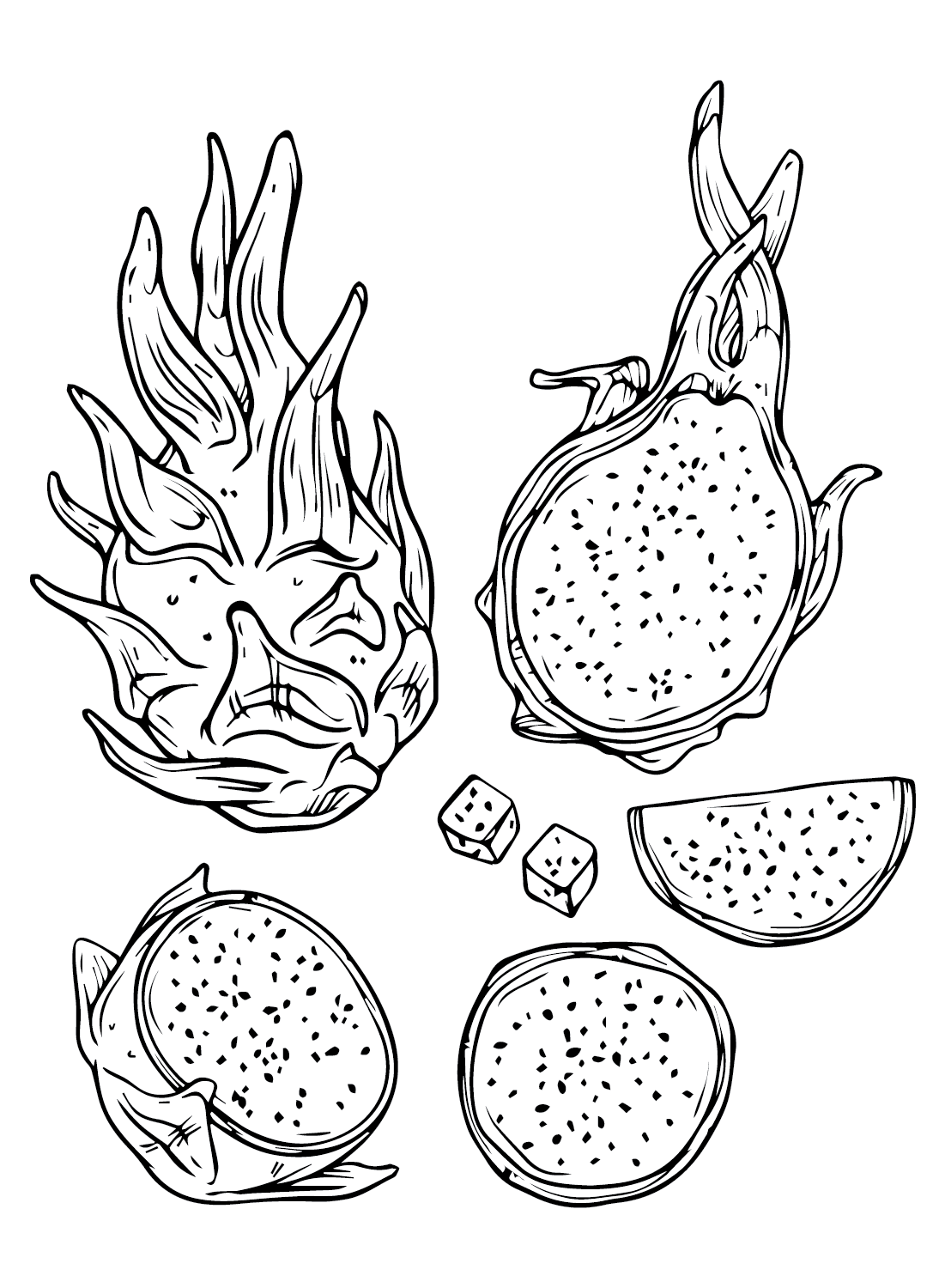 Dragon Fruit for Kids Coloring Page