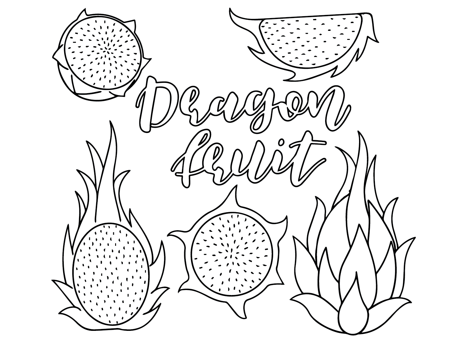 Dragon Fruit Free Coloring Page