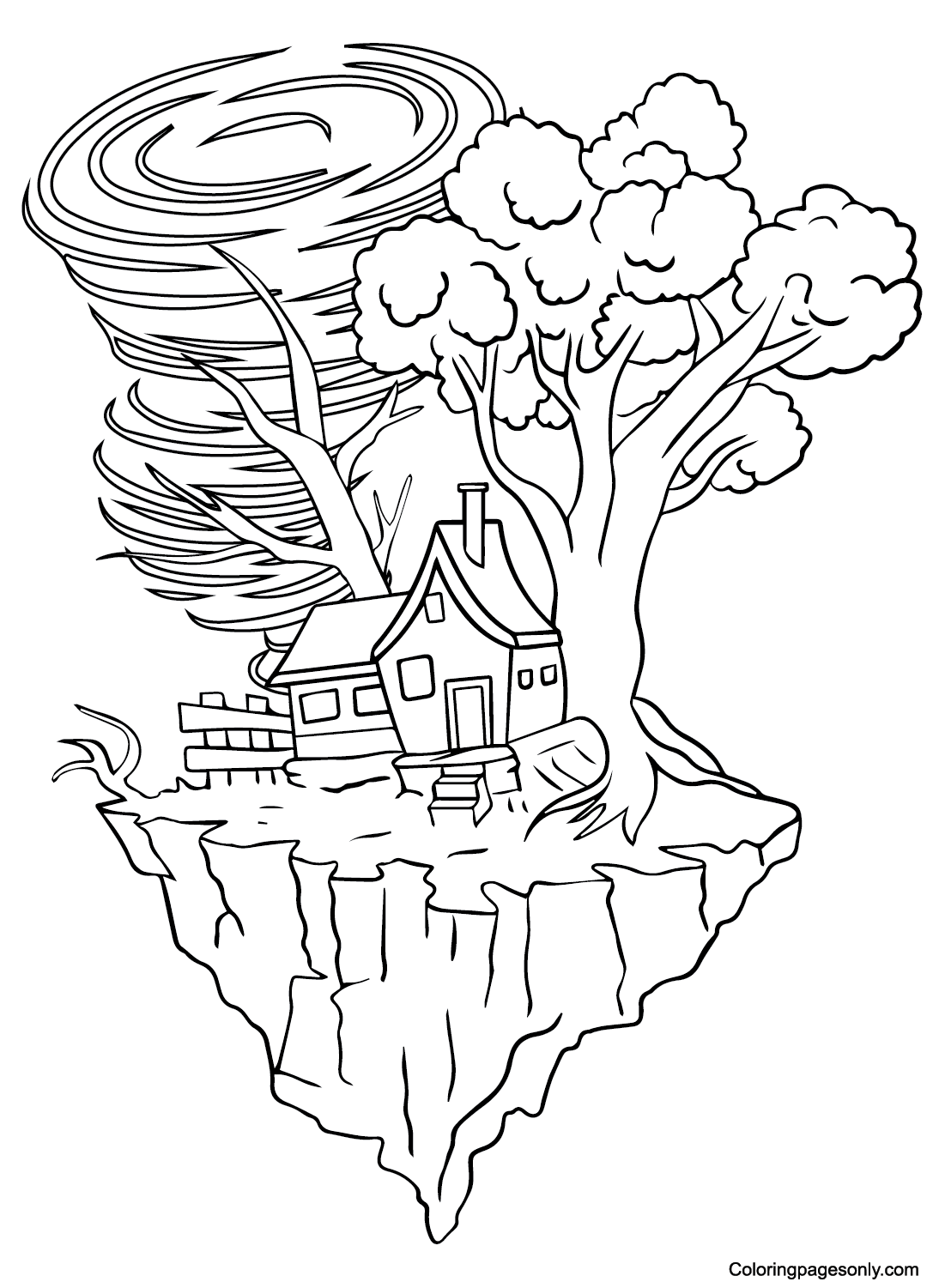 Drawing Tornado for Kids Coloring Page