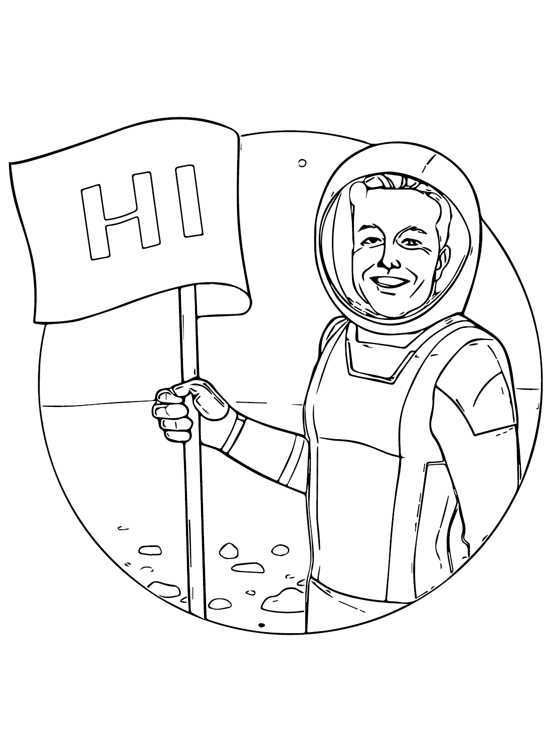 Pagina da colorare di Elon Musk-Astronauta