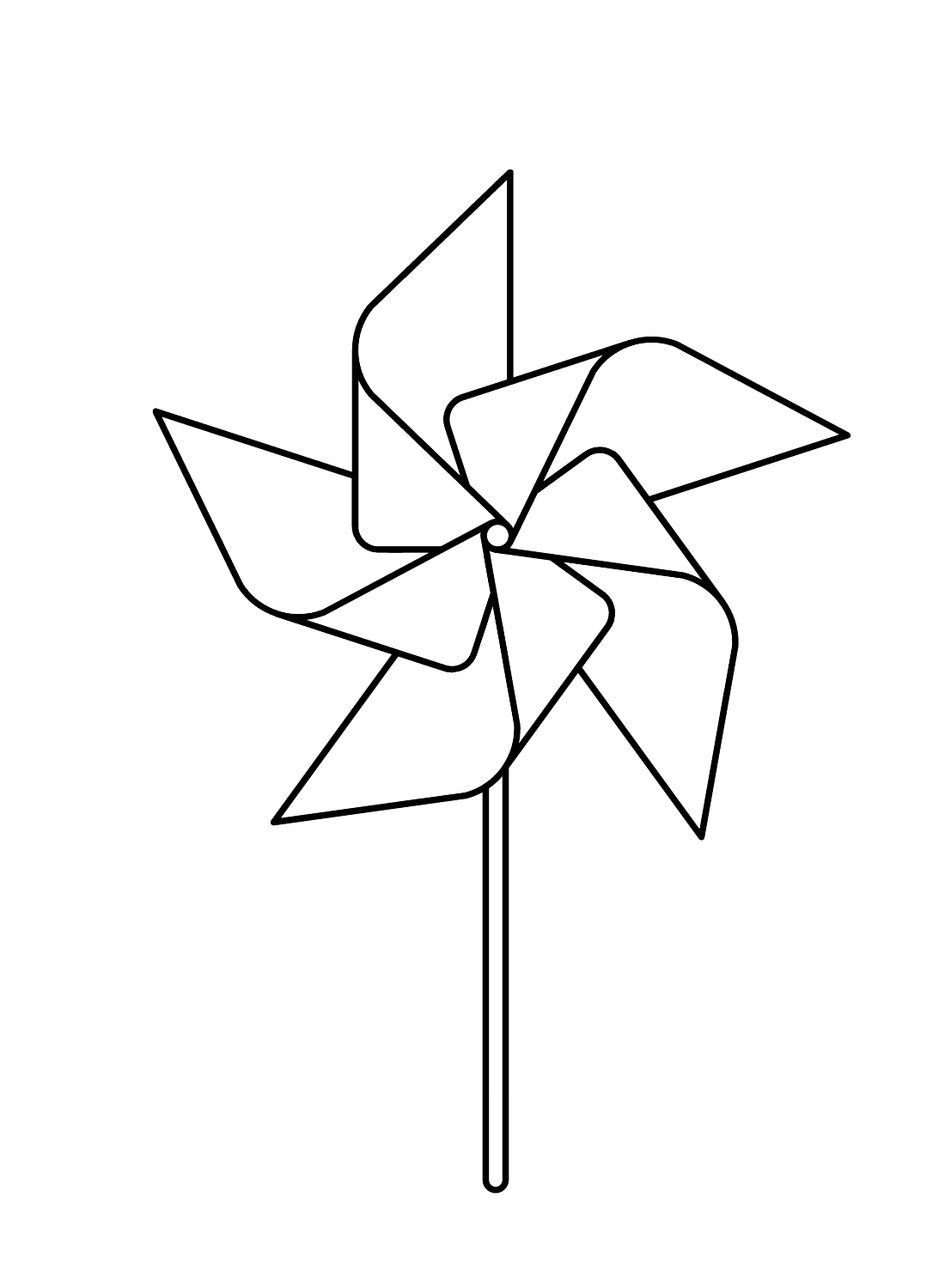 Five Pinwheel Coloring Page