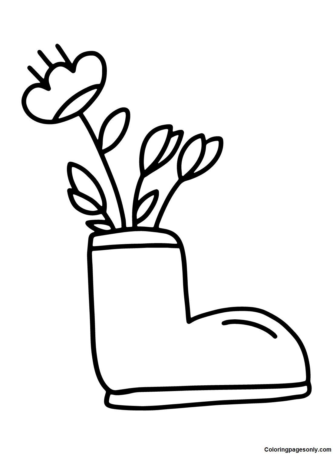 Flowers with Boots Coloring Page