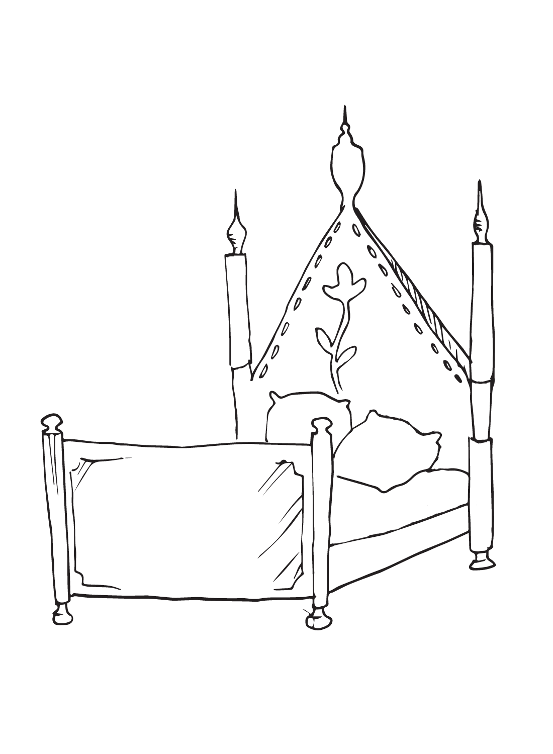 Free Printable Bed Coloring Page