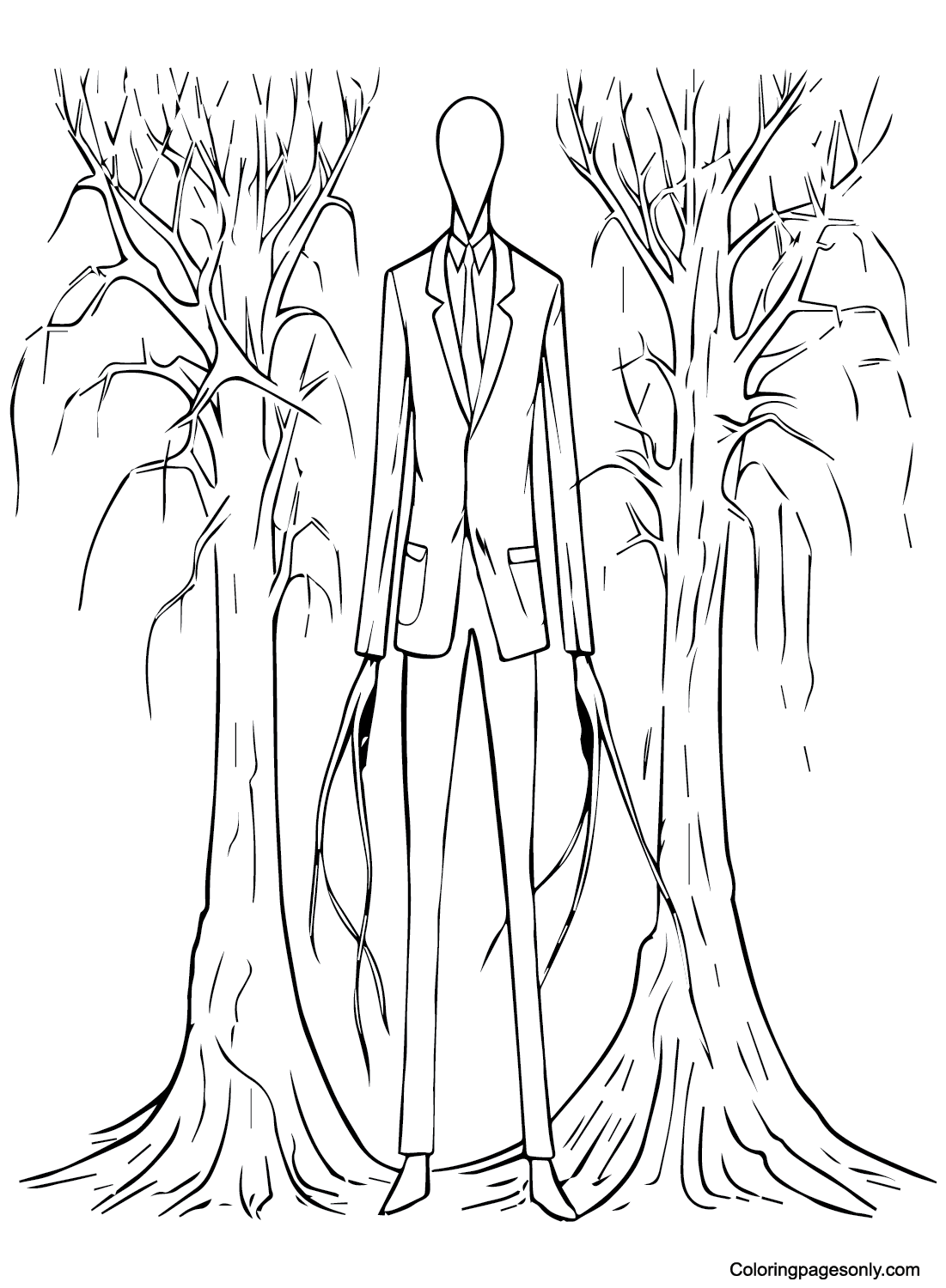 Free Slender Man Pictures Coloring Page