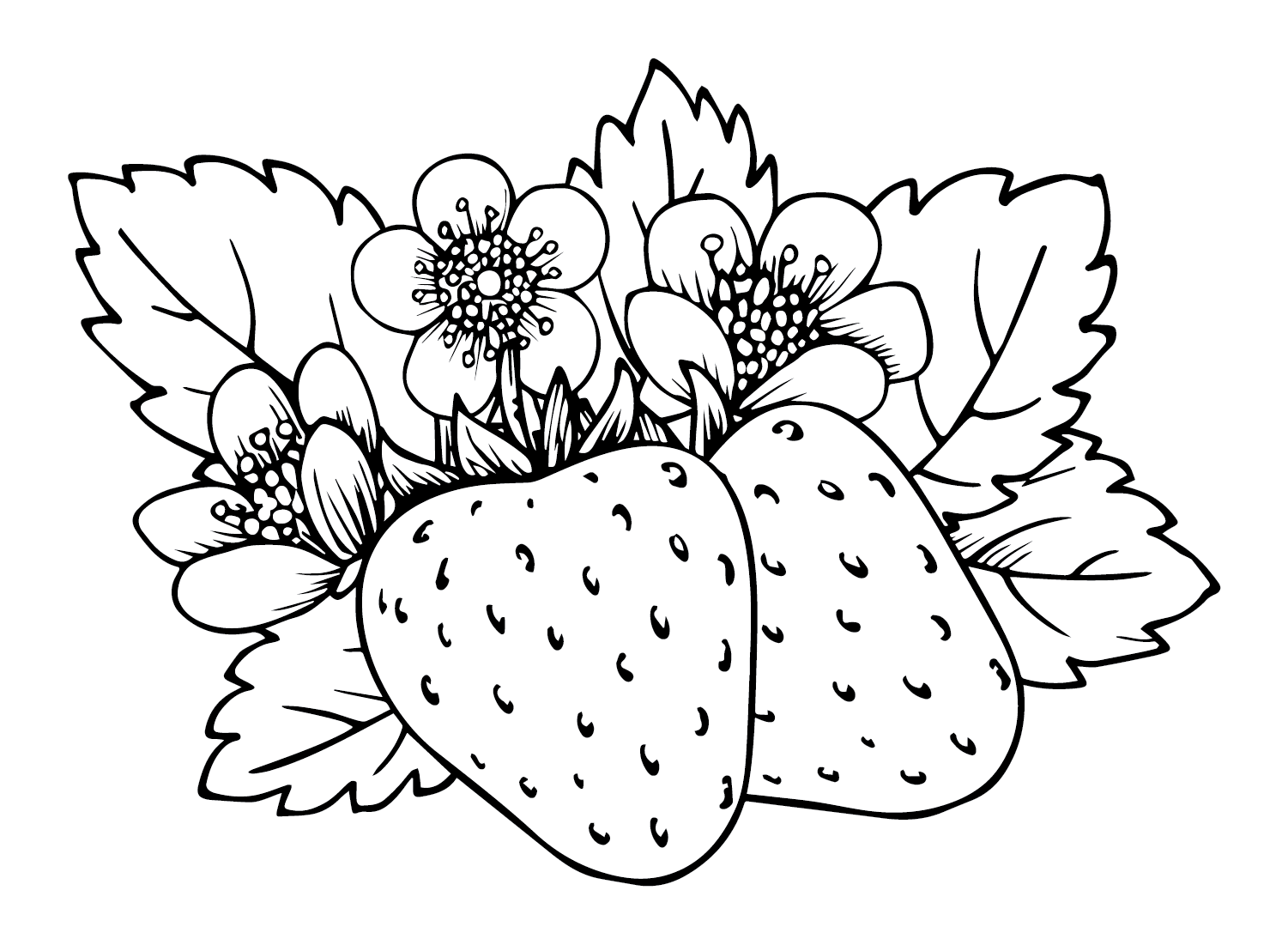 Free Strawberry Coloring Page