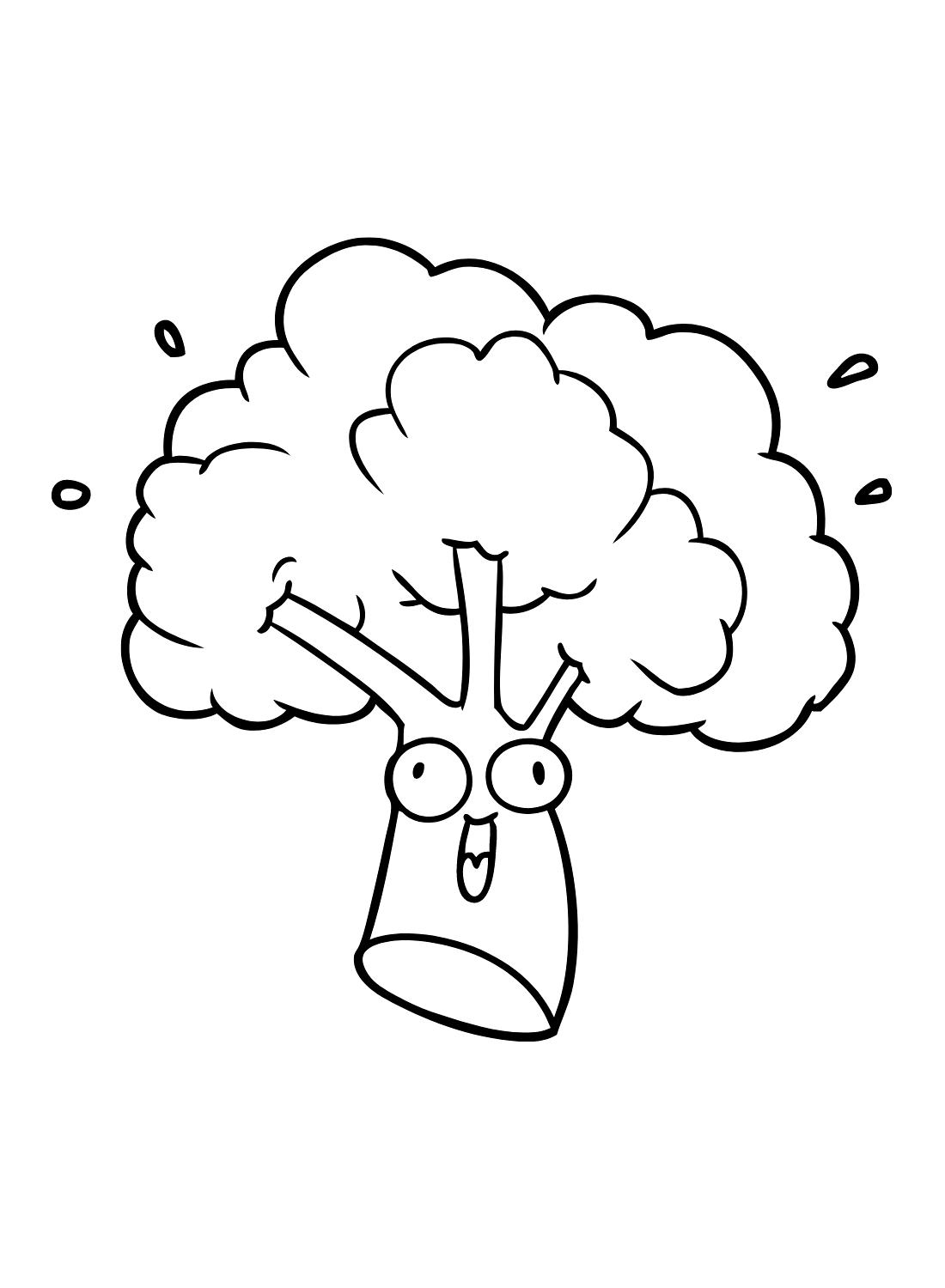 Funny Broccoli Vegetables Coloring Pages