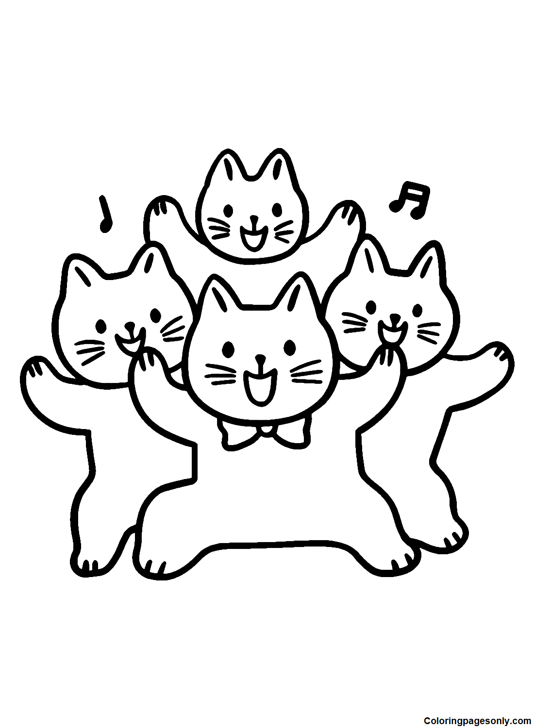 Funny Cats Dancing Coloring Pages