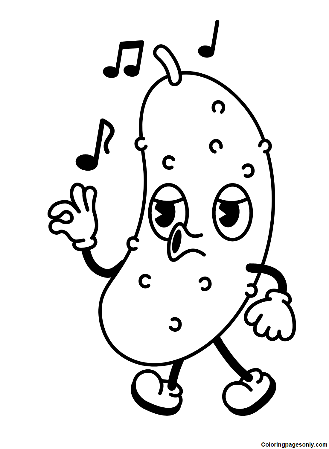 Funny Cucumber Coloring Page