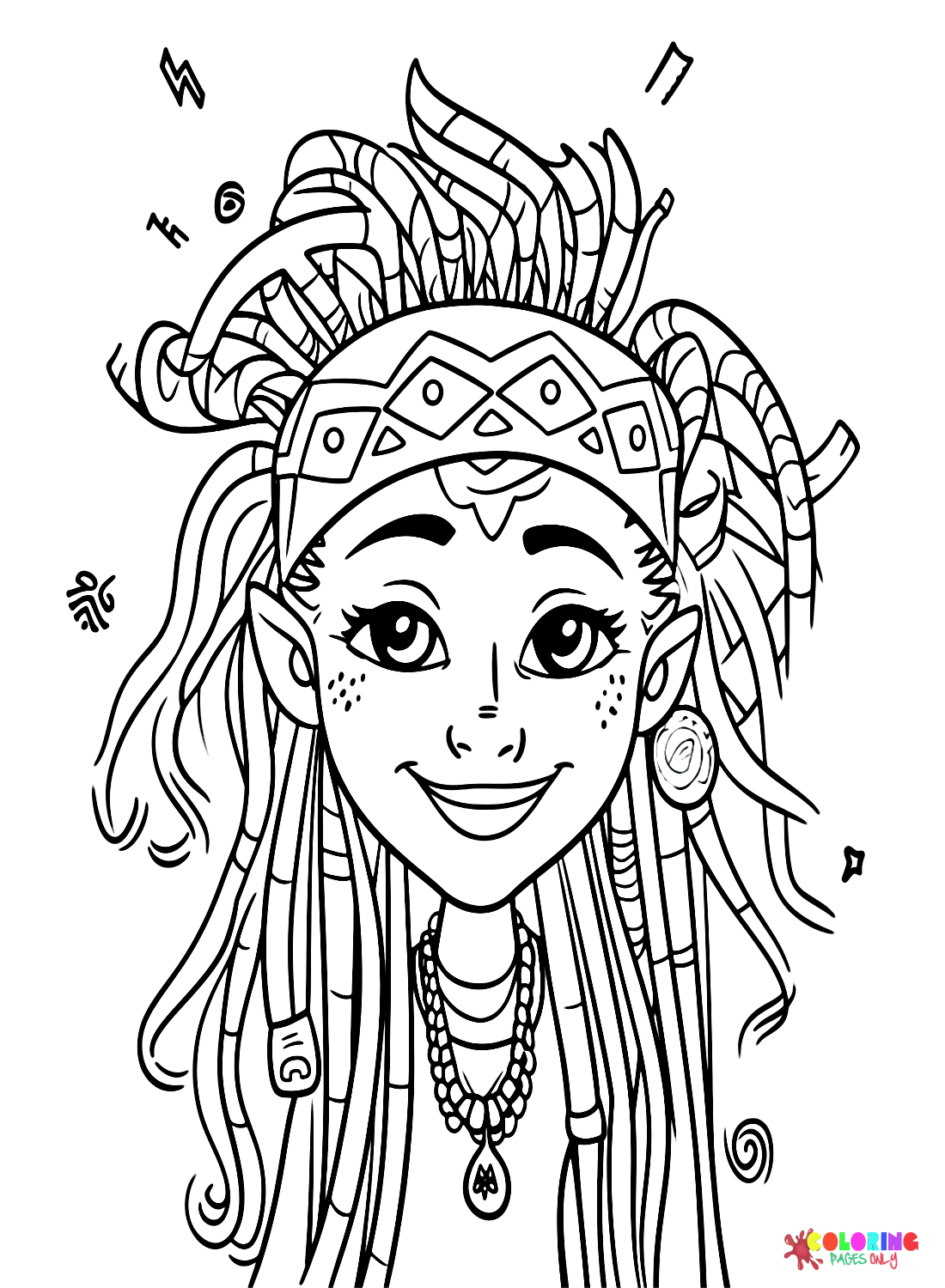 Girl With Dreadlock Hair Coloring Page