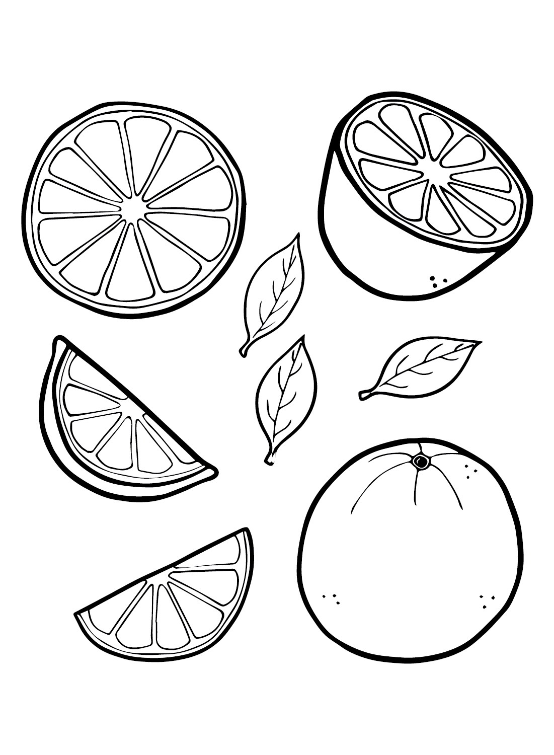 Grapefruit Cut Coloring Page