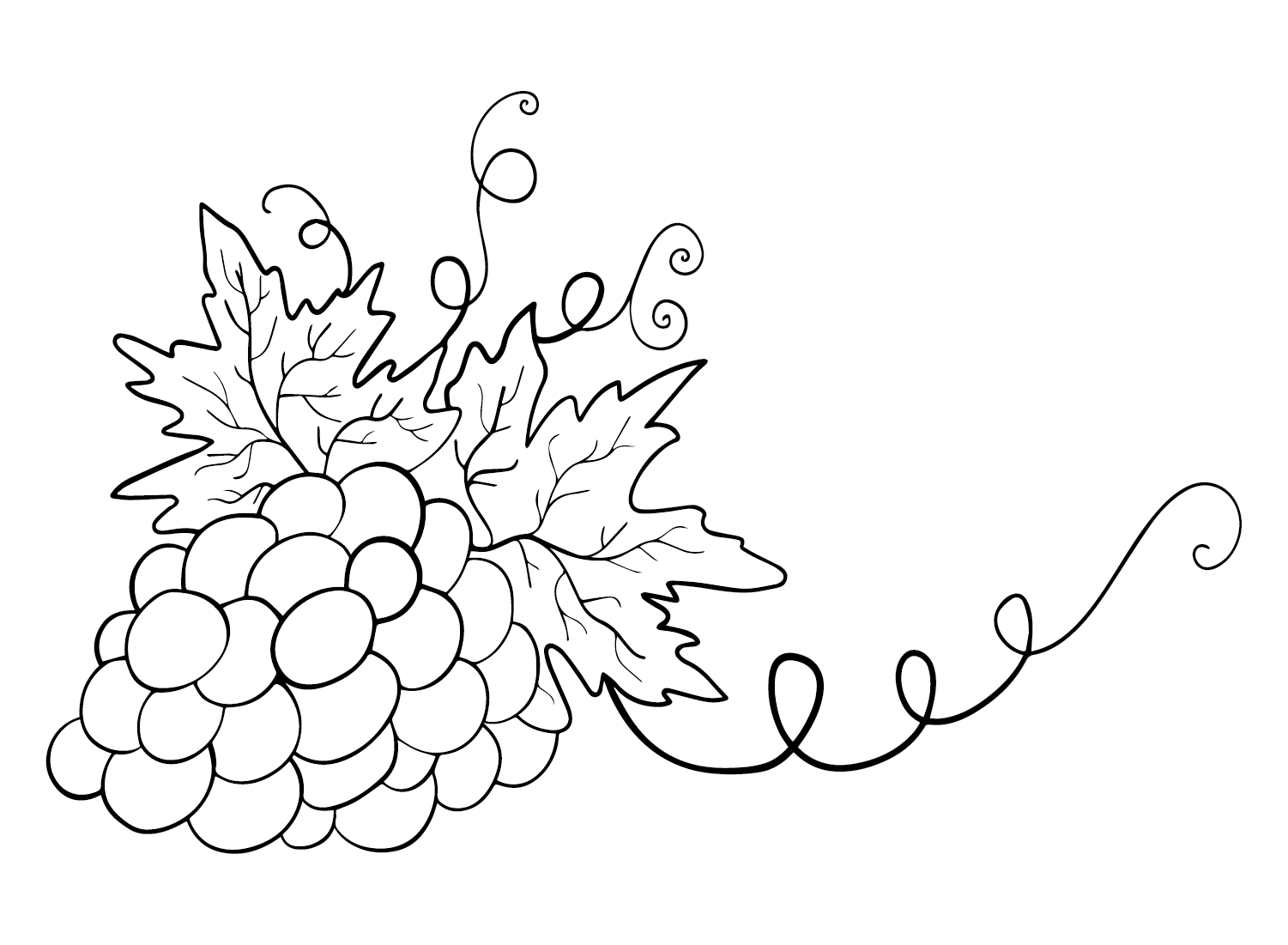 Grapes Free Coloring Page