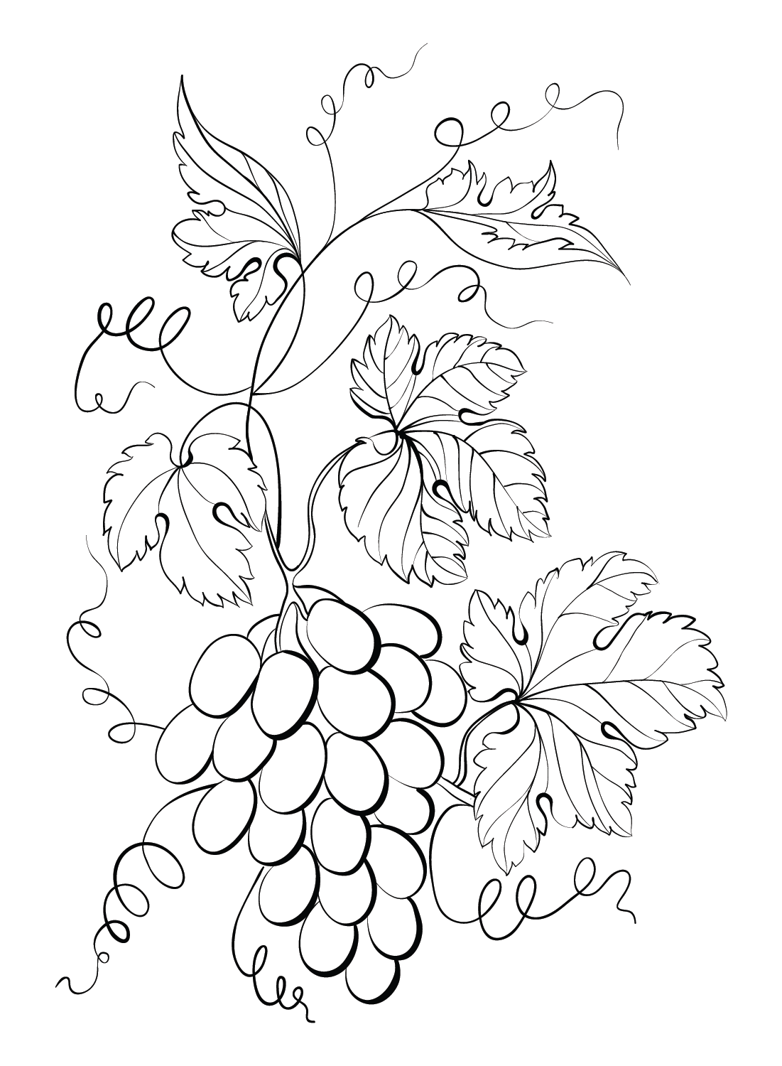 Grapes Printable Coloring Page - Free Printable Coloring Pages