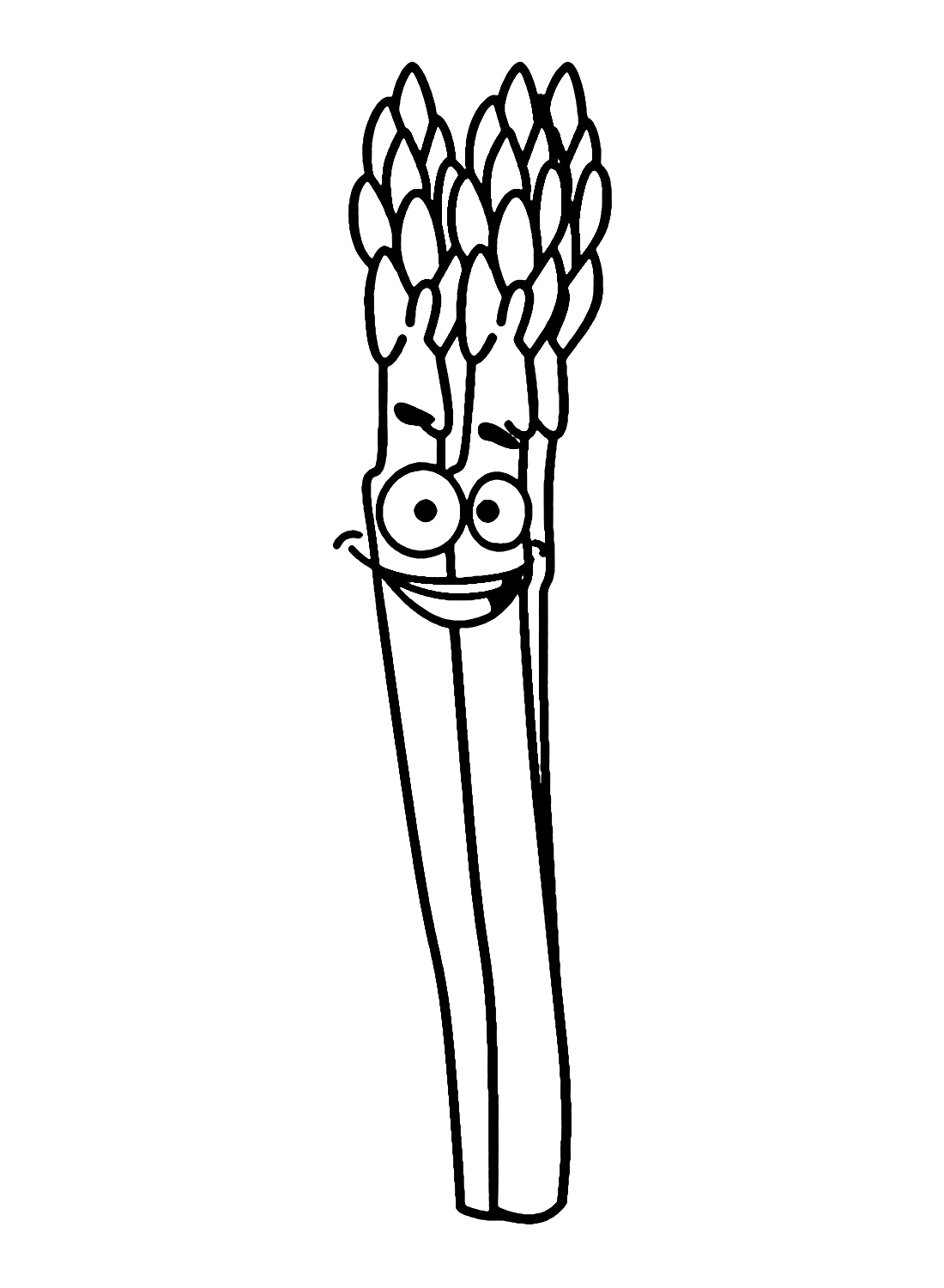 Happy Asparagus Cartoon Coloring Page