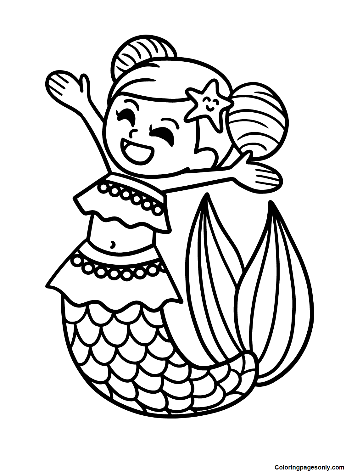Happy Mermaid Dancing Coloring Page
