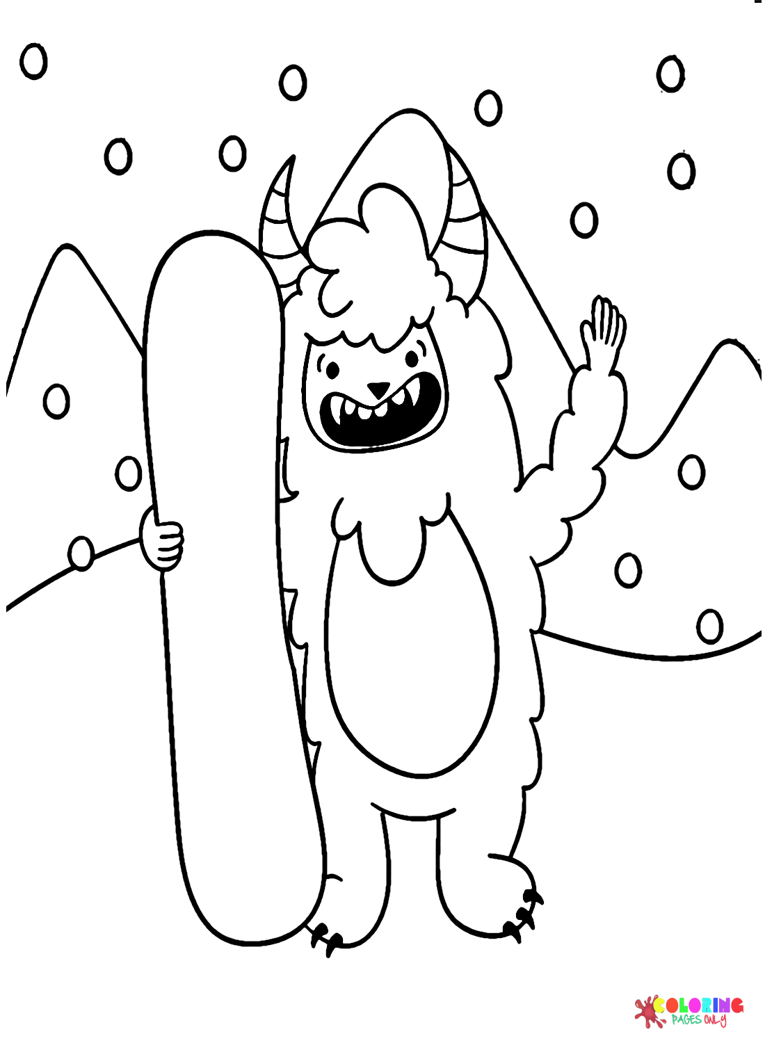 Happy Yeti Coloring Page