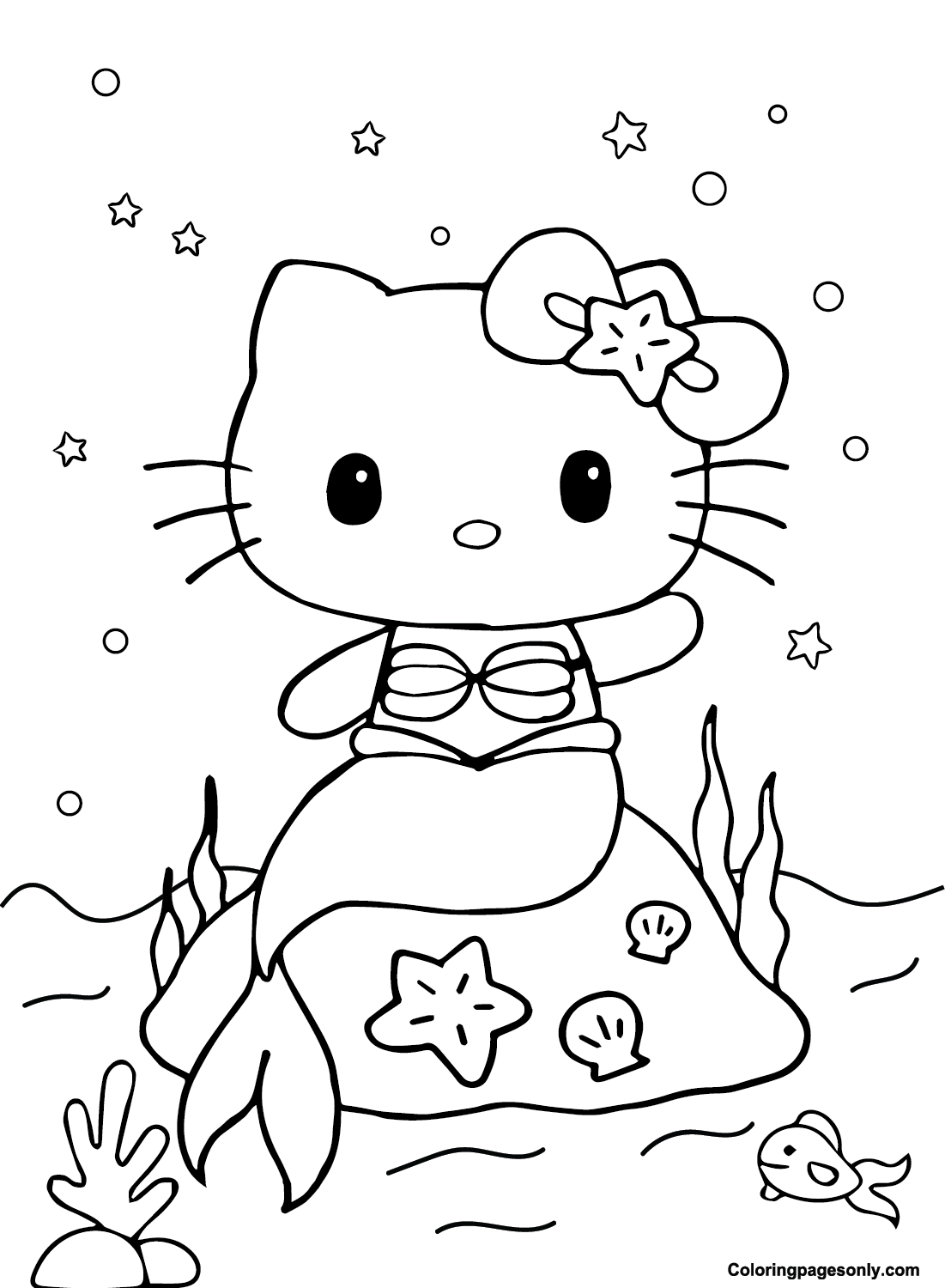 Hello Kitty zeemeermin tekening van Hello Kitty zeemeermin