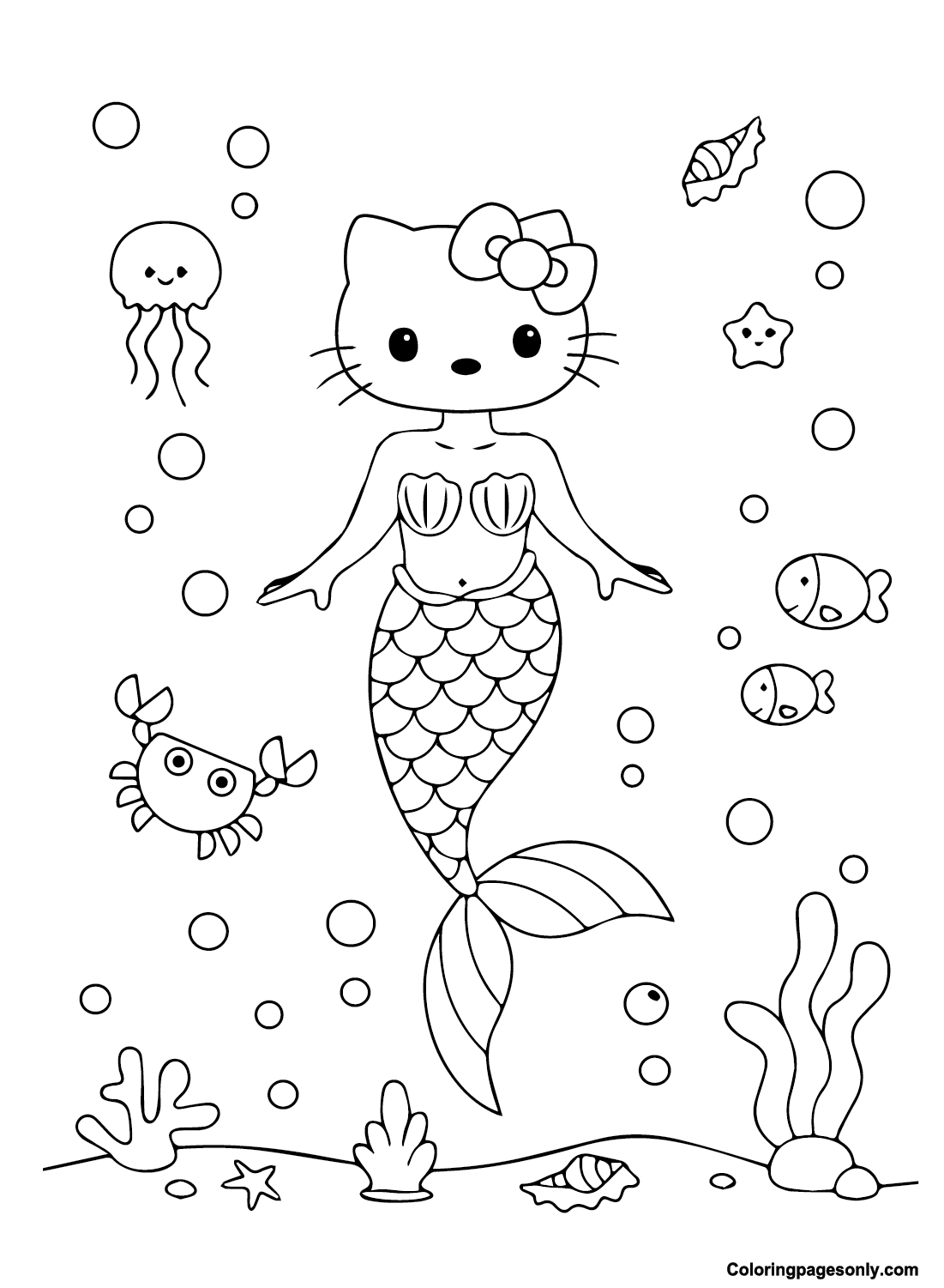 Hello Kitty Mermaid Images Coloring Pages