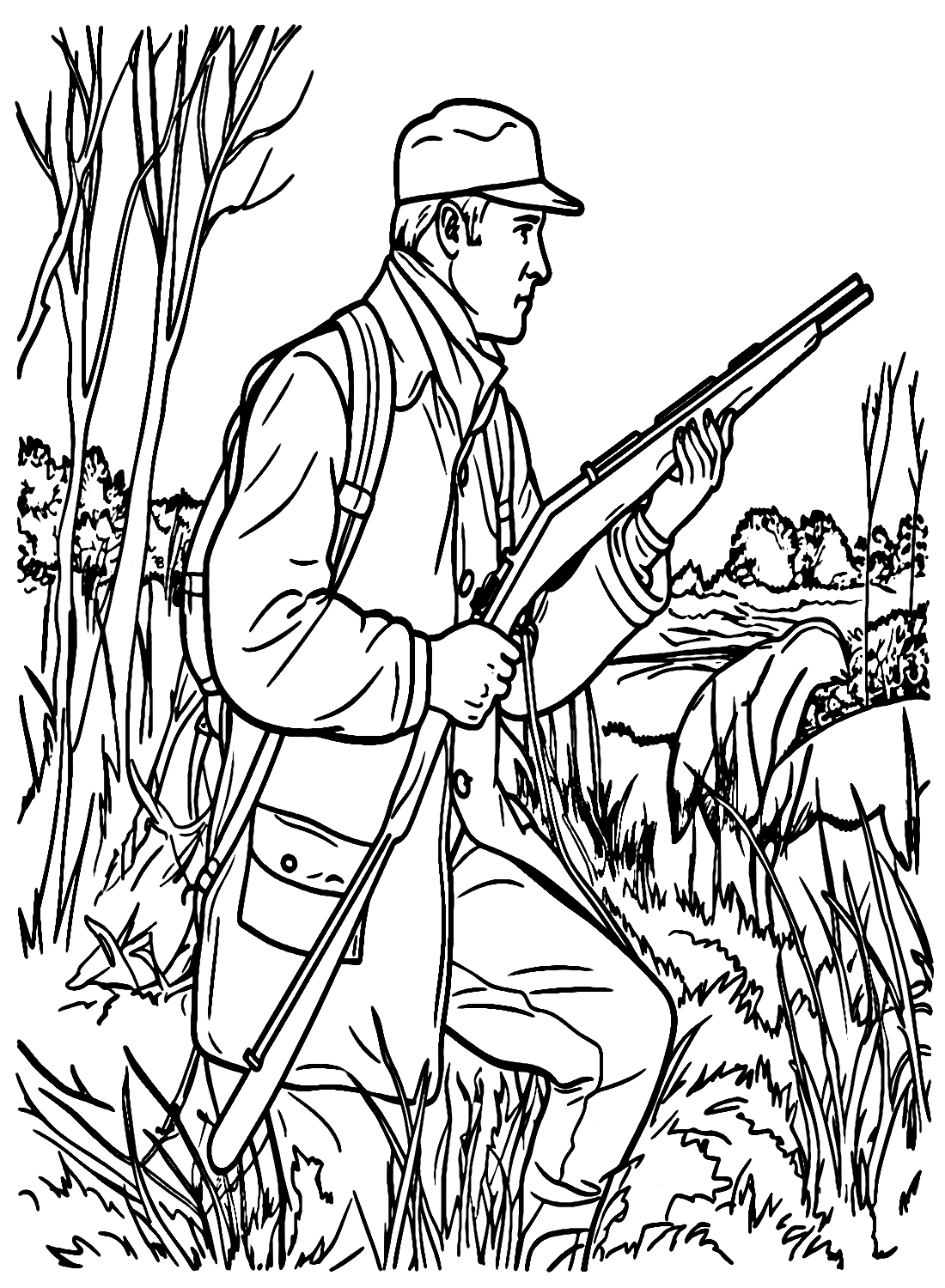 Hunting Man Coloring Page