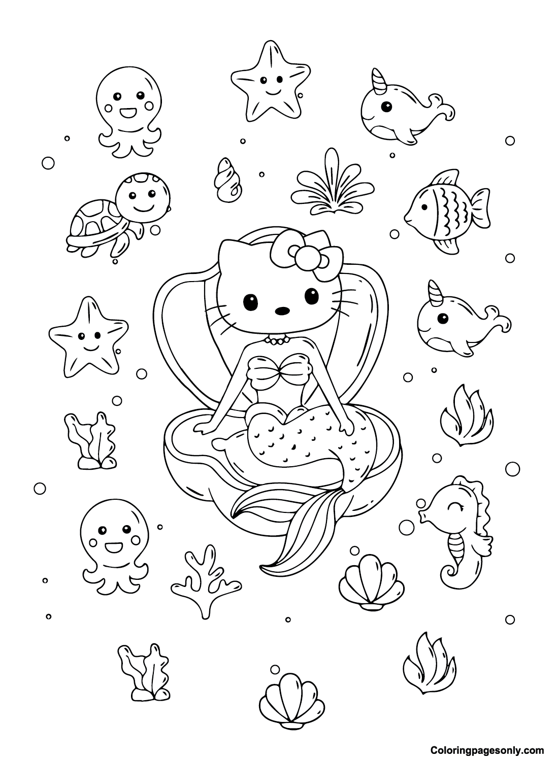 Images Hello Kitty Mermaid Coloring Page