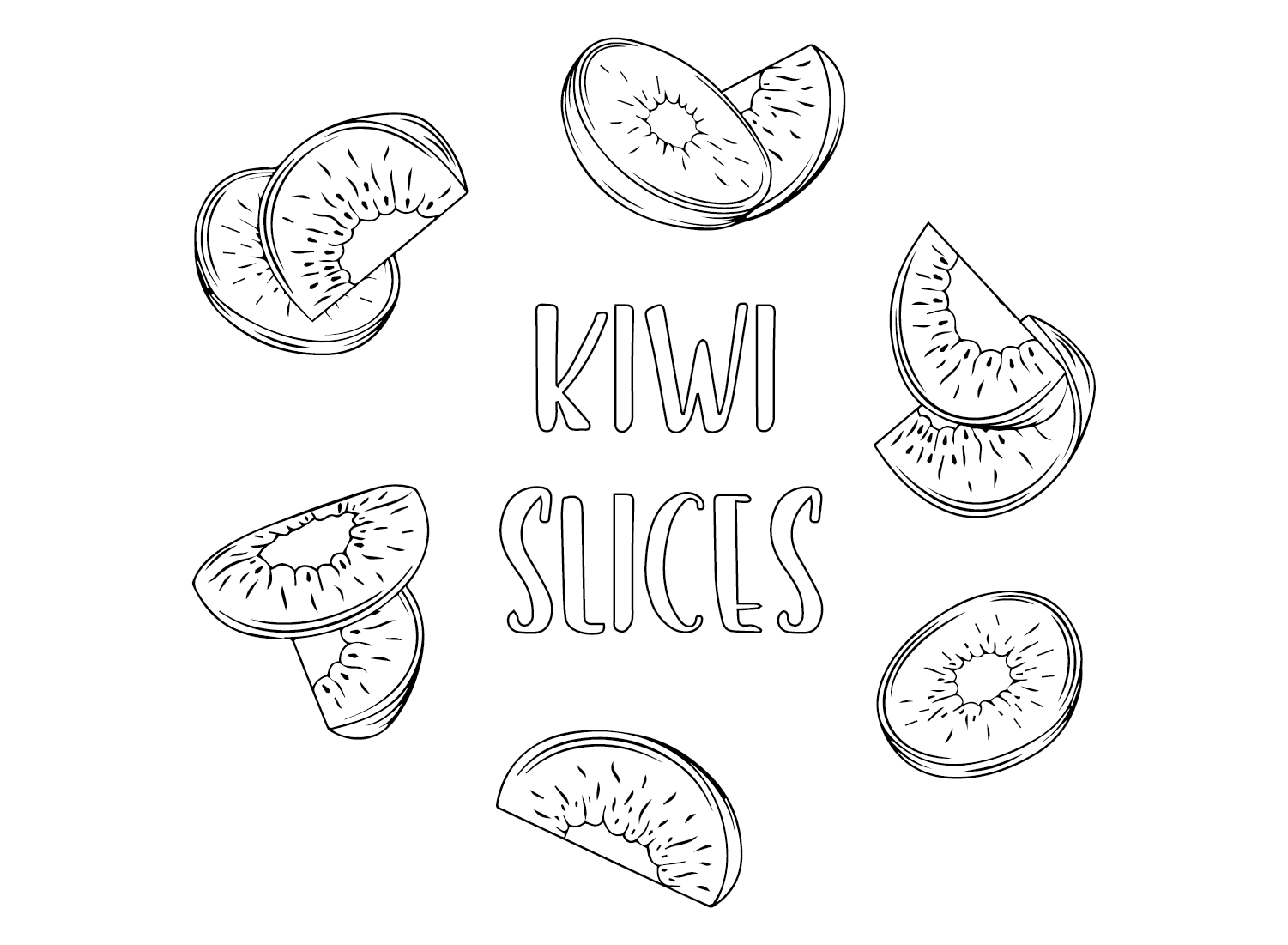 Kiwi Slices Coloring Page