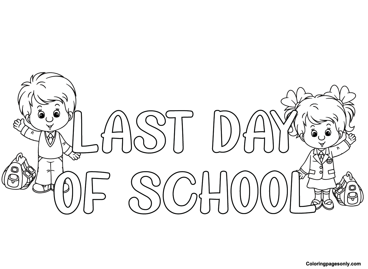 Last Day of School for Children Coloring Page