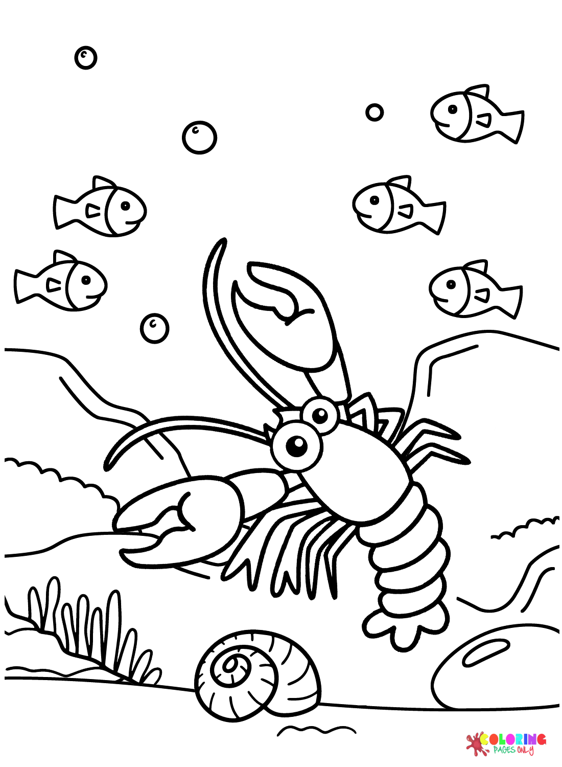 Lobster under the Sea Coloring Page