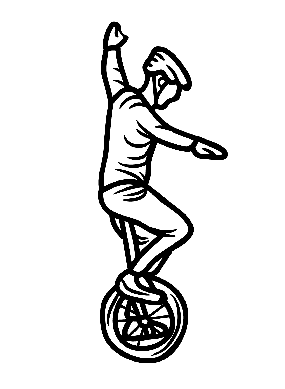 Man met eenwieler van Unicycle