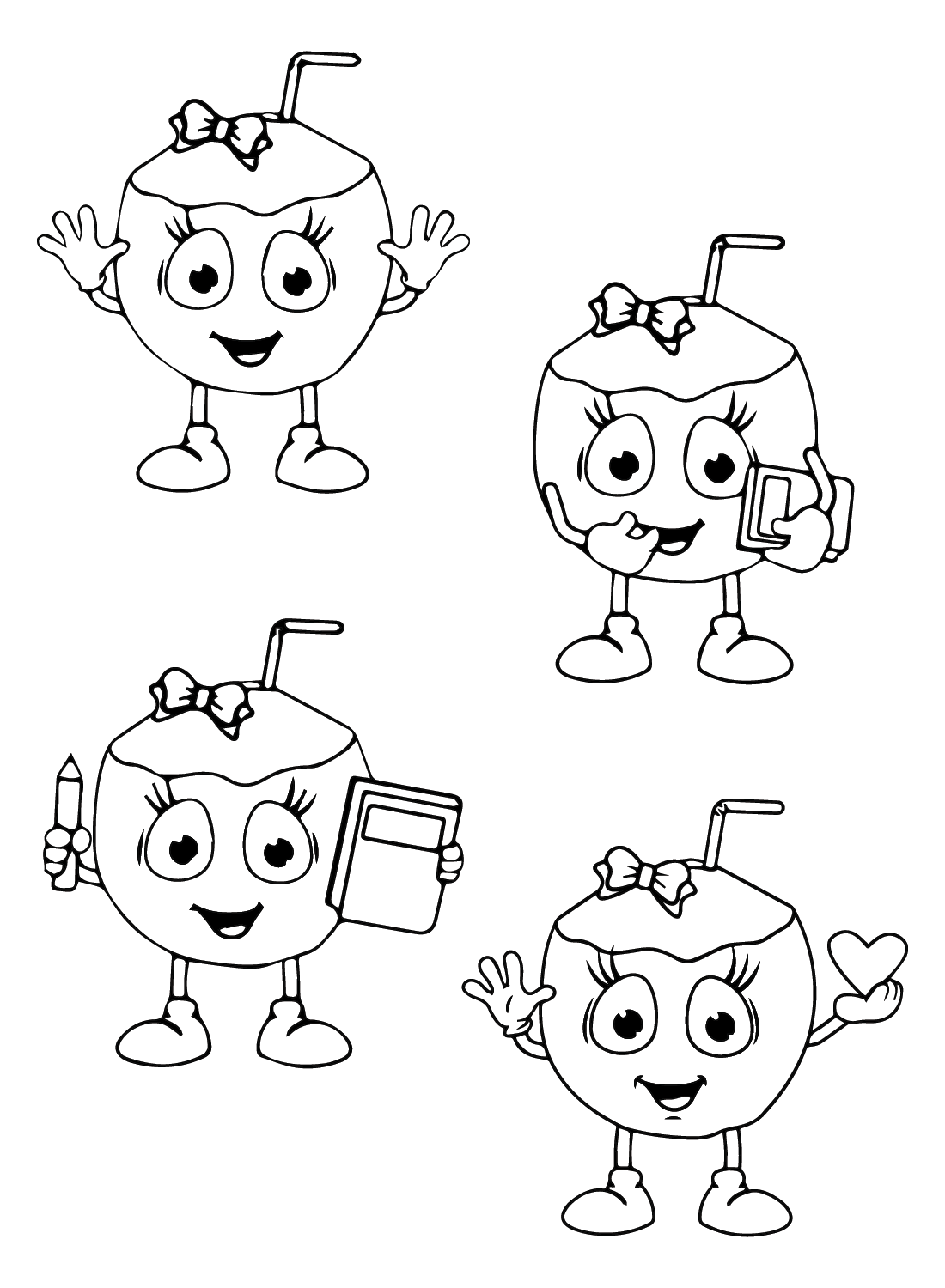Mascot Coconut Coloring Page