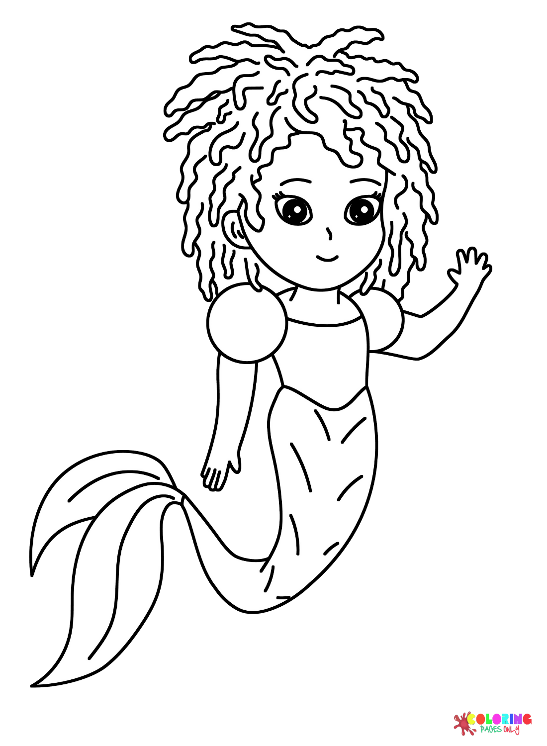 Mermaid with Dreadlocks Hair Coloring Page