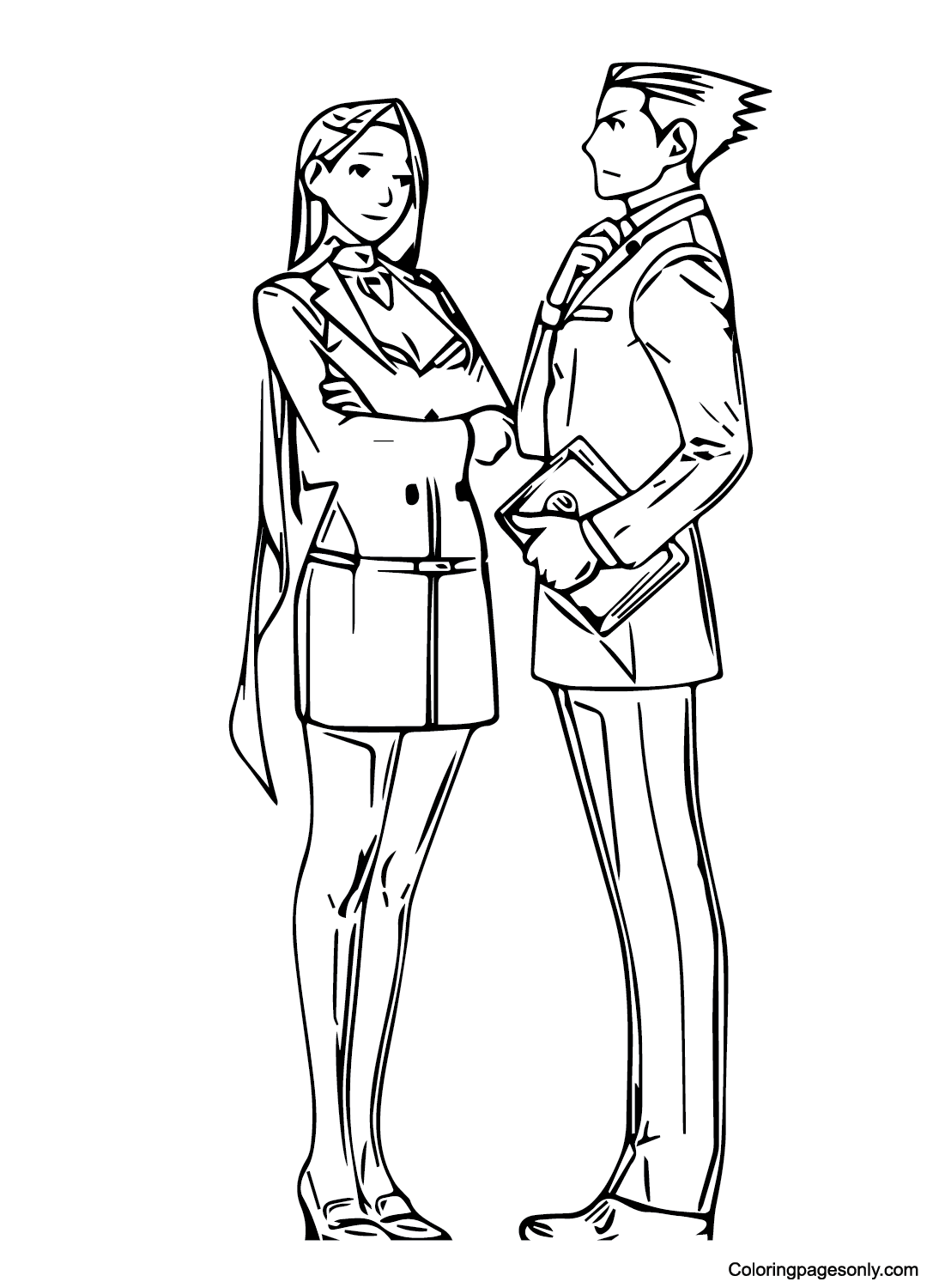 Mia Fey with Phoenix Wright Coloring Page