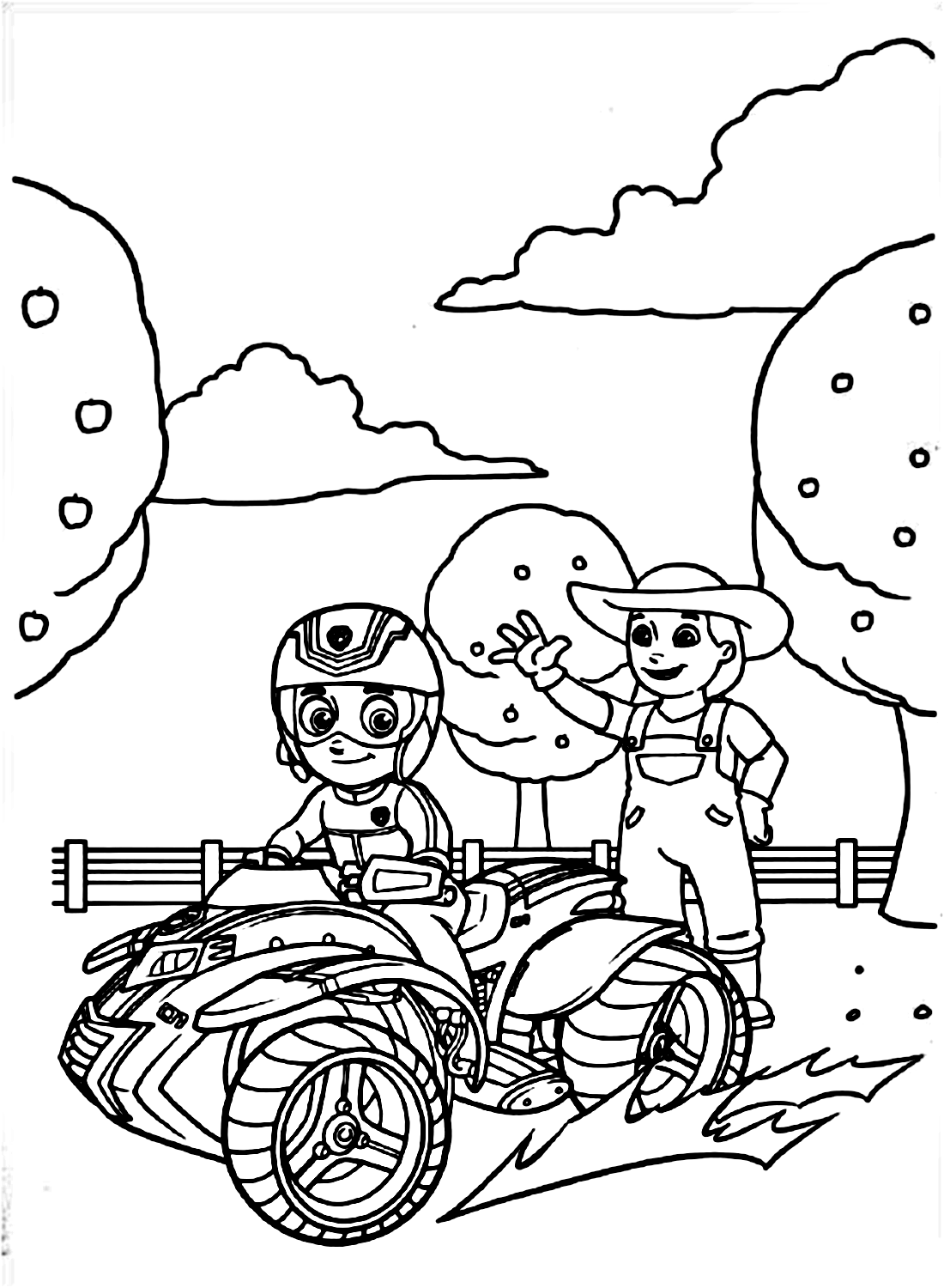 Paw Patrol Ryder with Farmer Yumi Coloring Page