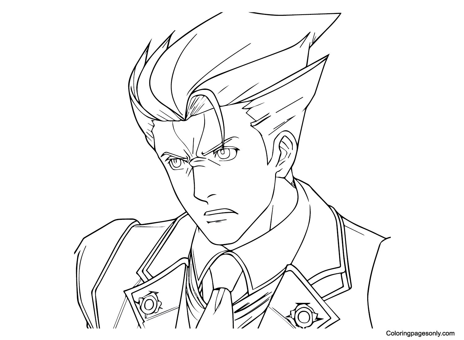 Phoenix Wright from Ace Attorney Coloring Page