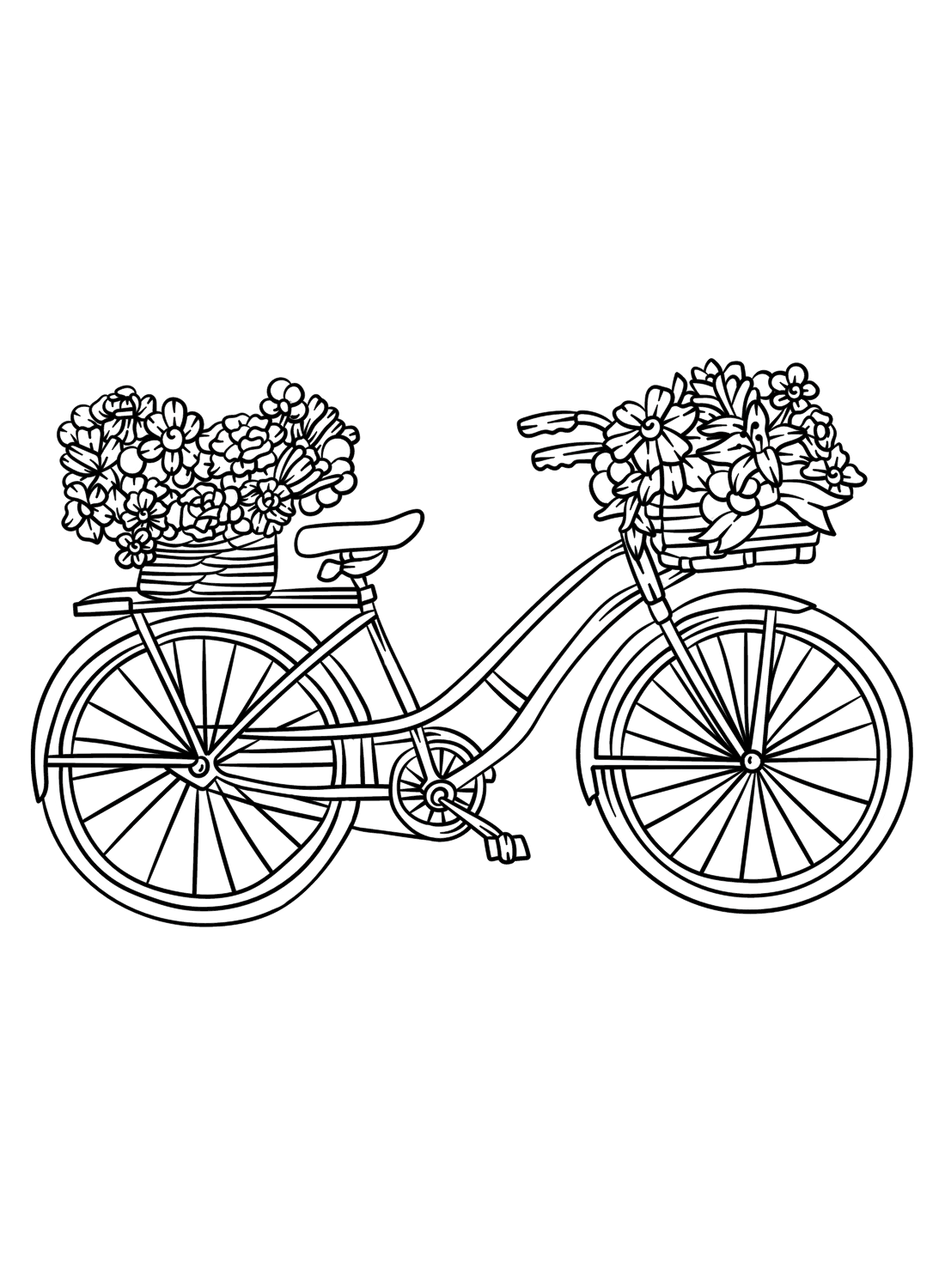 Pictures Bicycle with Flowers Coloring Page