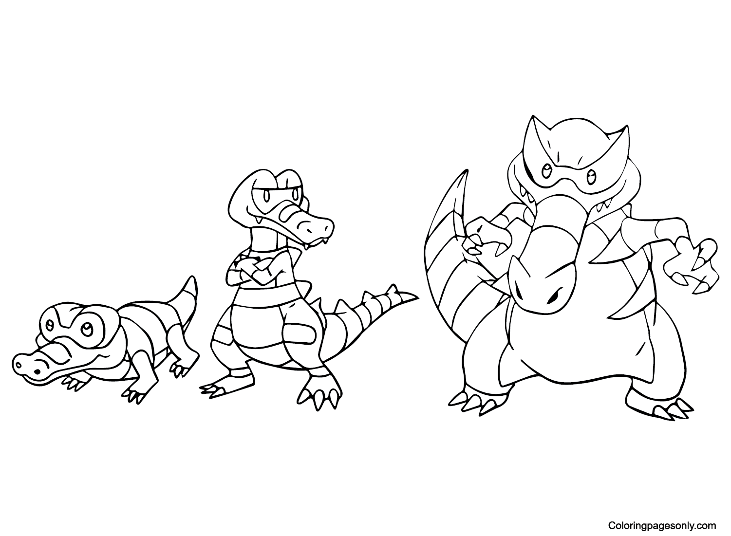 krookodile coloring page in black and white pokemon